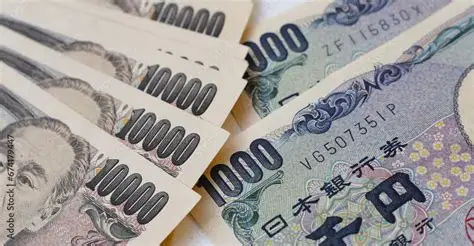 Picture with banknotes of the currency Yen